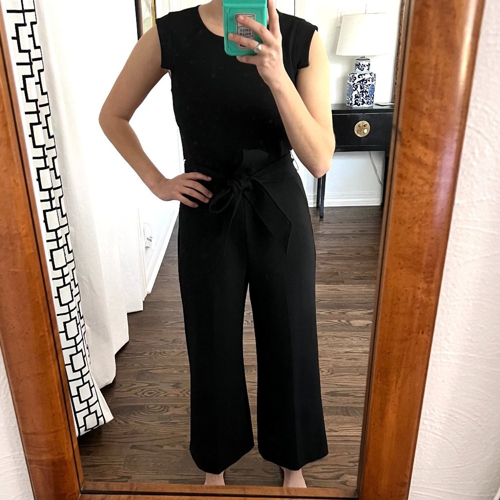 J. Crew Black Jumpsuit with Belt, Size 4. Worn once